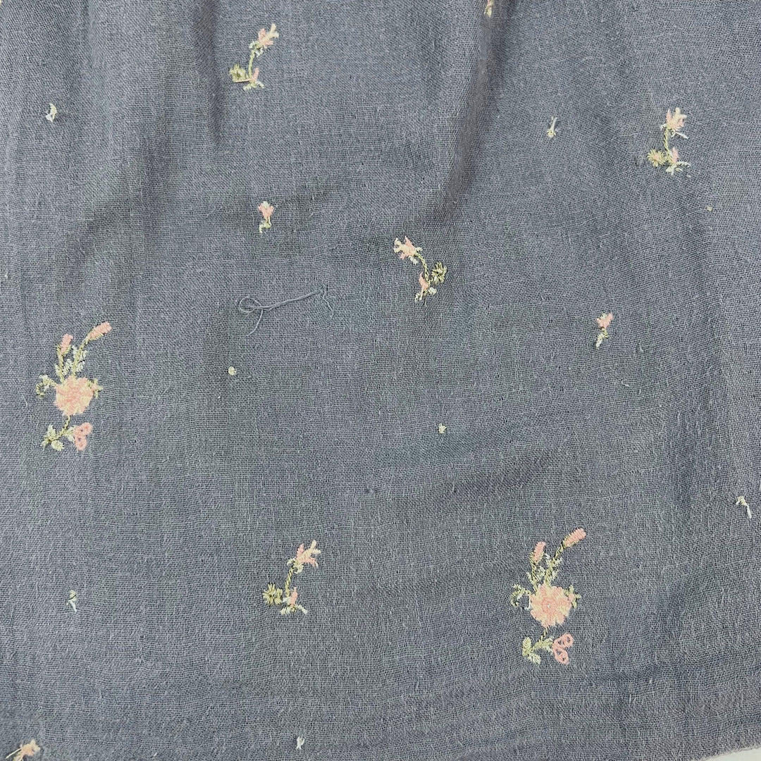 Louise Misha steel gray embroidered flowers muslin dress 6Y 2