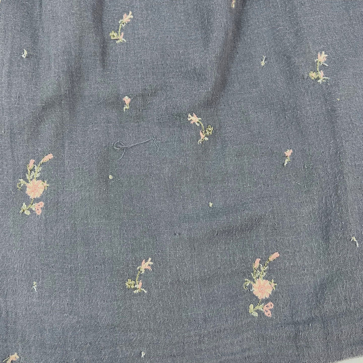 Louise Misha steel gray embroidered flowers muslin dress 6Y 2