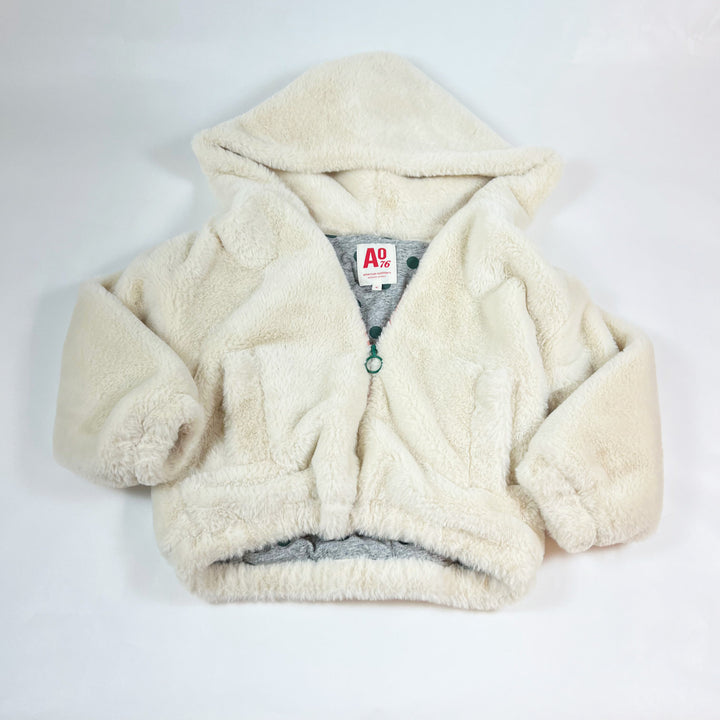 AO76 off-white faux fur jacket with hood 6Y 1