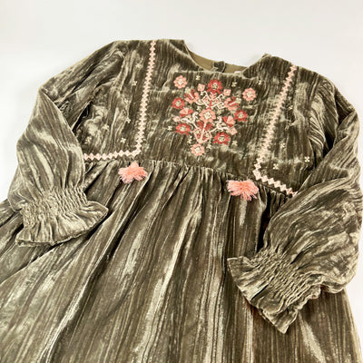Louise Misha olive Flavia embroidered velvet dress  6Y 1