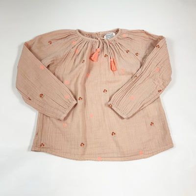 Bonheur du Jour salmon embroidered blouse with tassels 6Y 1