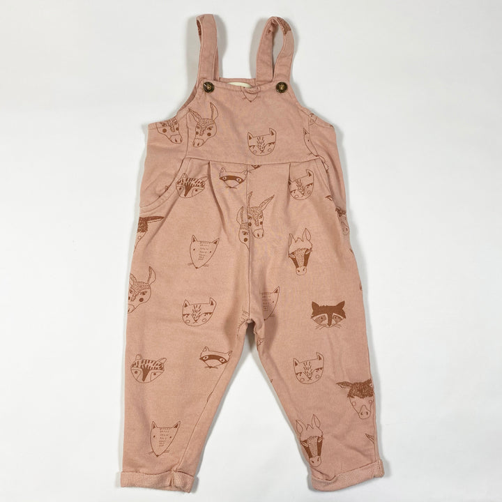 Soft Gallery vintage pink animal print Willow sweat dungarees 12M