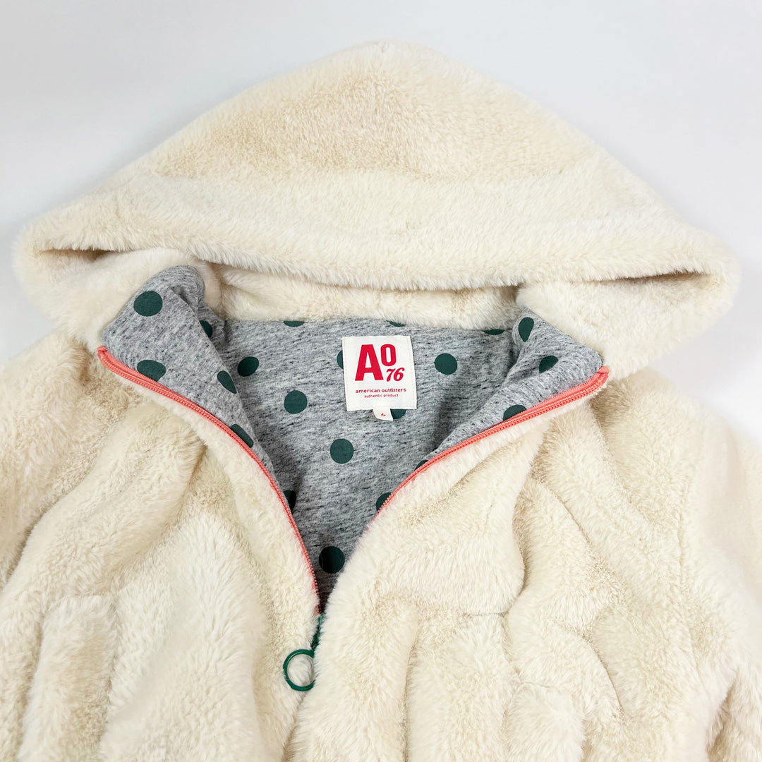 AO76 off-white faux fur jacket with hood 6Y 3
