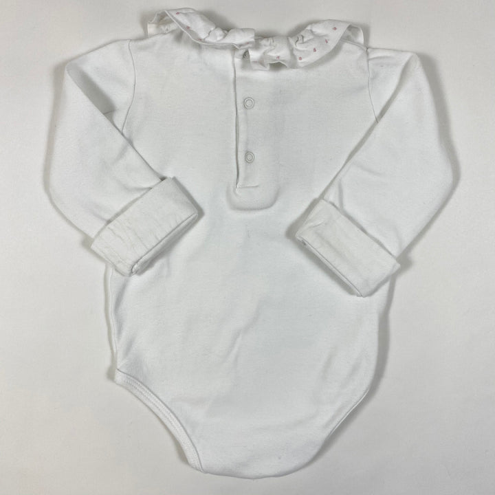 Laranjinha white long-sleeved body with pink embroidery on collar 6M