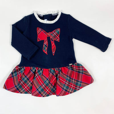 Mayoral blue red checked dress with bow 6M/68 1