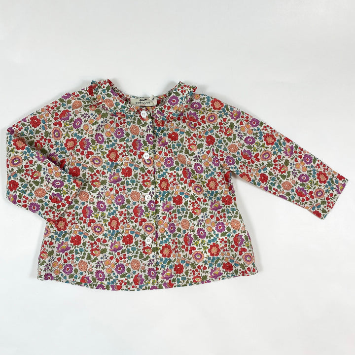 Cyrillus ecru floral blouse 9M 1