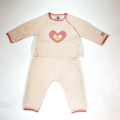 Petit Bateau soft pink wool pullover and pants 6m/67 1