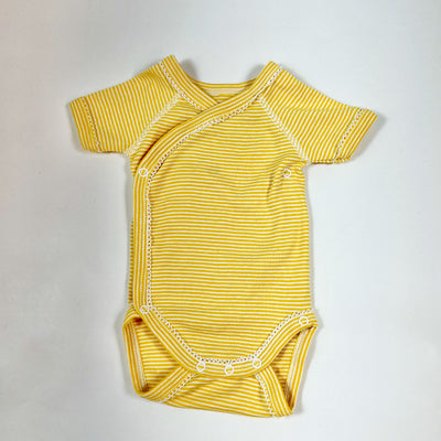 Petit Bateau yellow striped short sleeved wrap body NB/50 1
