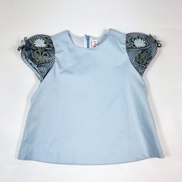 Il Gufo light blue 3D applications blouse 3Y 1