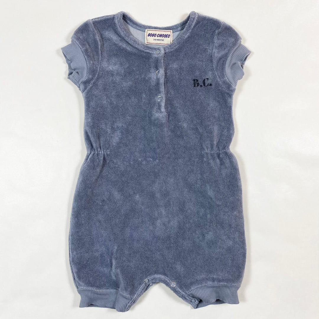 Bobo Choses blue short terry Mr Badminton jumpsuit 3-6M 1