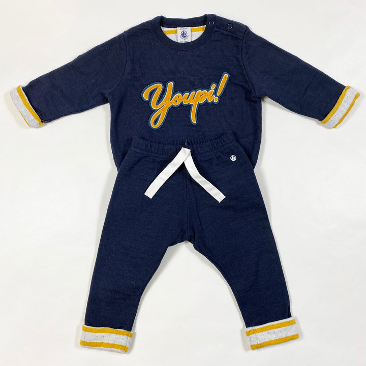 Petit Bateau navy sweatshirt & pants set 6M 1