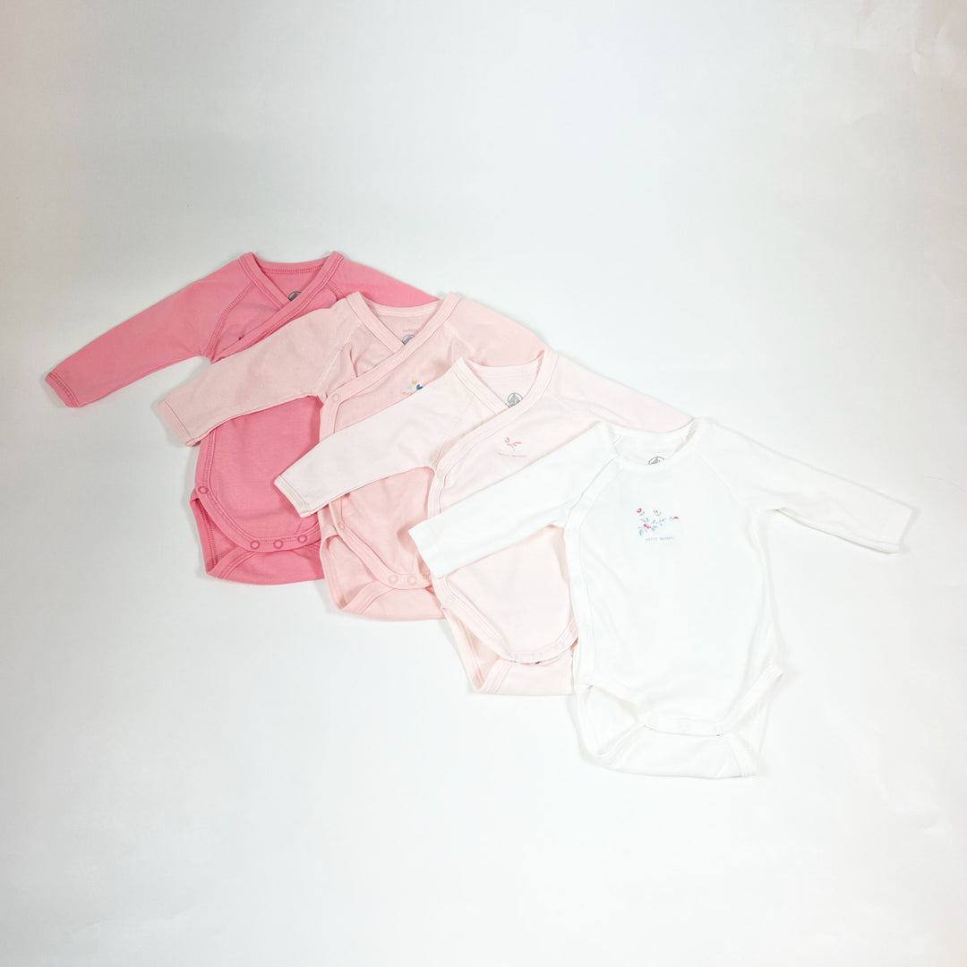 Petit Bateau pink longsleeve wrap body set of 4 1M/54 1