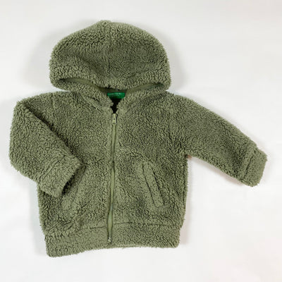 Benetton moss green hooded sherpa jacket 9-12M/74 1