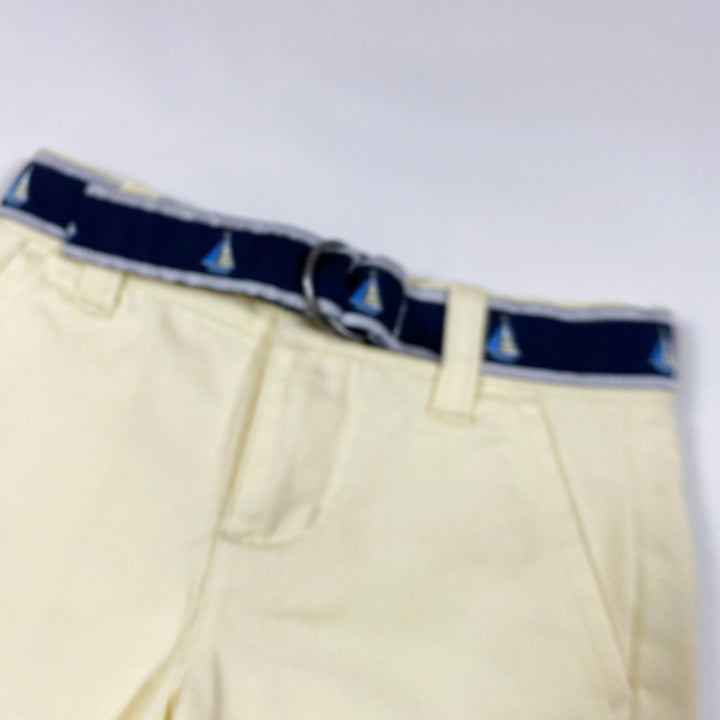 Janie and Jack pale lemon chino shorts with belt 6-12M