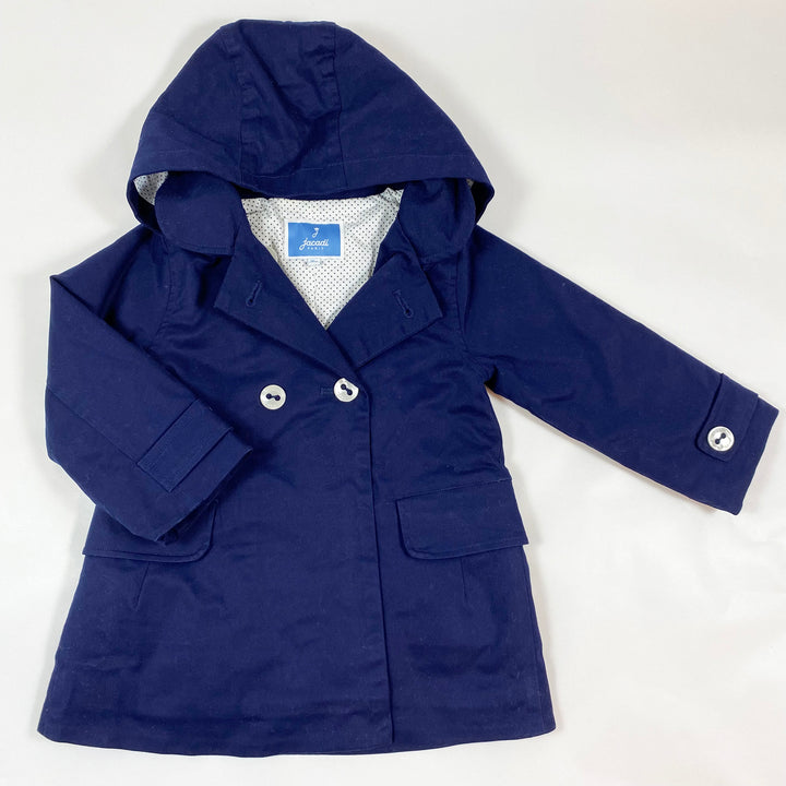 Jacadi navy hooded coat 36M 1