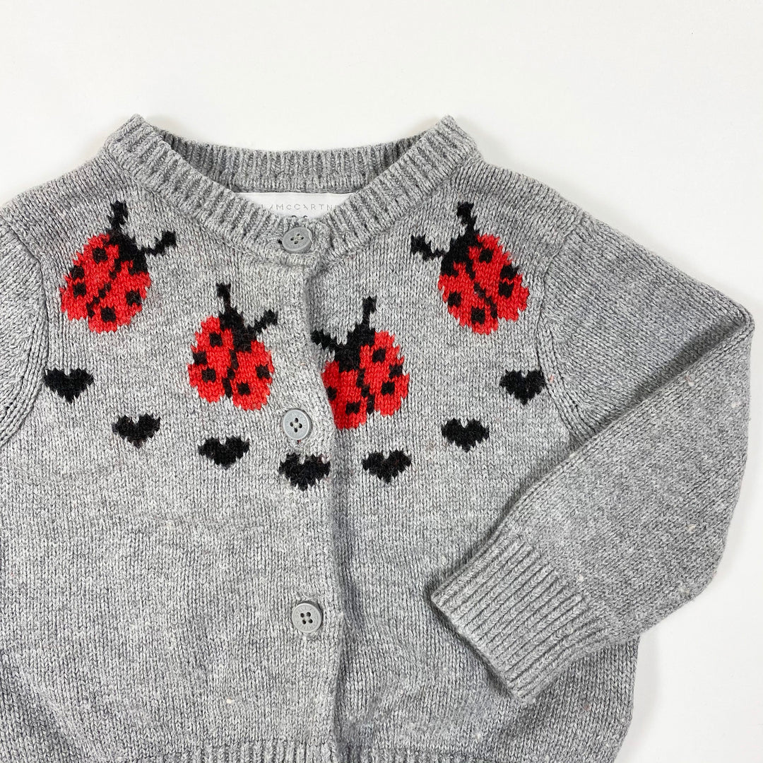 Stella McCartney Kids grey knitted ladybug cardigan 6M