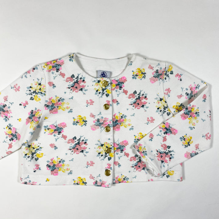 Petit Bateau off-white flower print cardigan with golden buttons 4Y/104cm