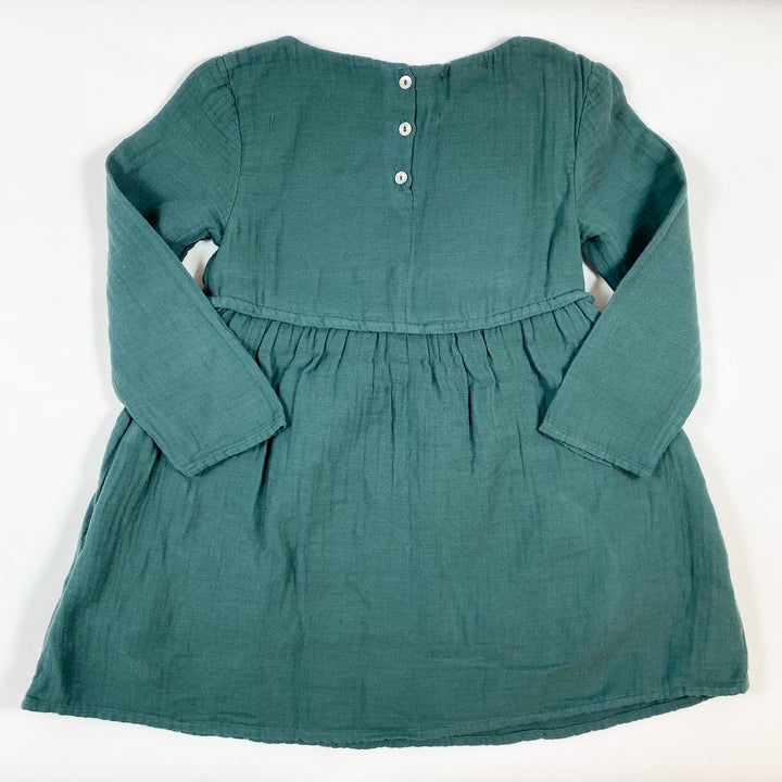 Hundred Pieces green muslin long-sleeved dress 4Y 2