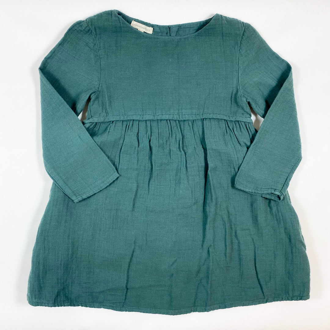 Hundred Pieces green muslin long-sleeved dress 4Y 1