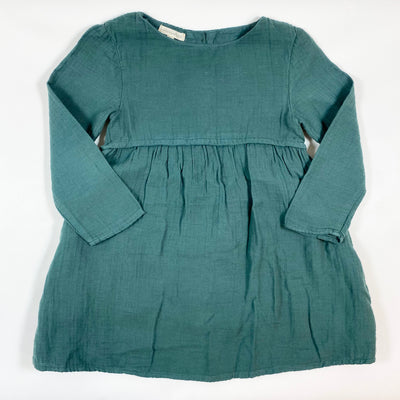 Hundred Pieces green muslin long-sleeved dress 4Y 1