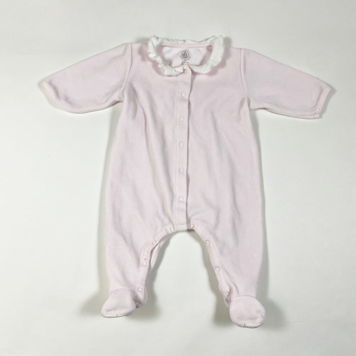 Petit Bateau soft rose velour pyjama with collar 3M/60