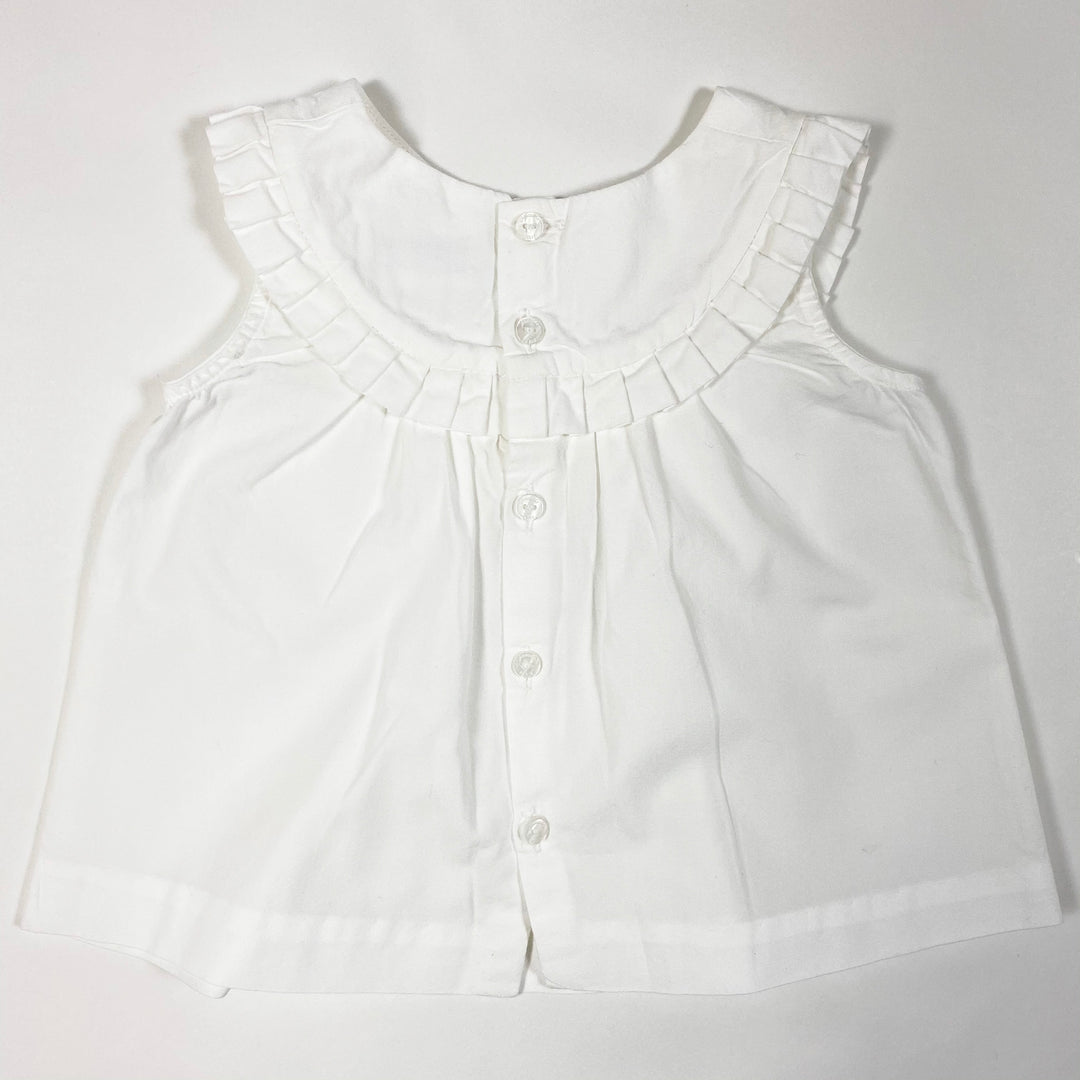 Jacadi crisp white sleeve-less blouse with pleats 6M/67cm