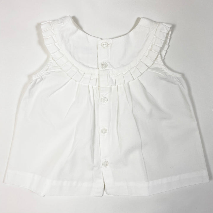 Jacadi crisp white sleeve-less blouse with pleats 6M/67cm