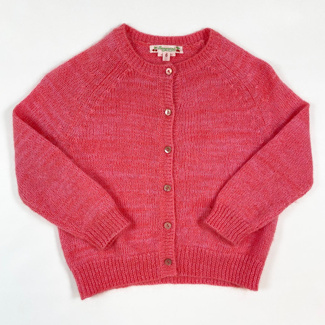 Bonpoint bubblegum mohair mix cardigan 6Y 1