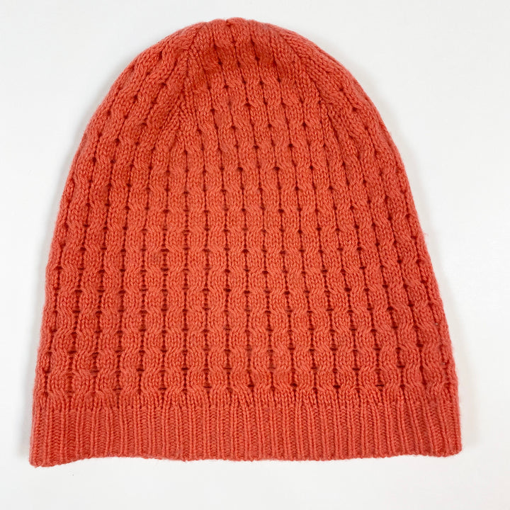 Bonpoint coral cashmere cable knit beanie 4Y 2