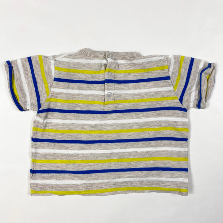 Petit Bateau grey/yellow stripe t-shirt 6M/67 2