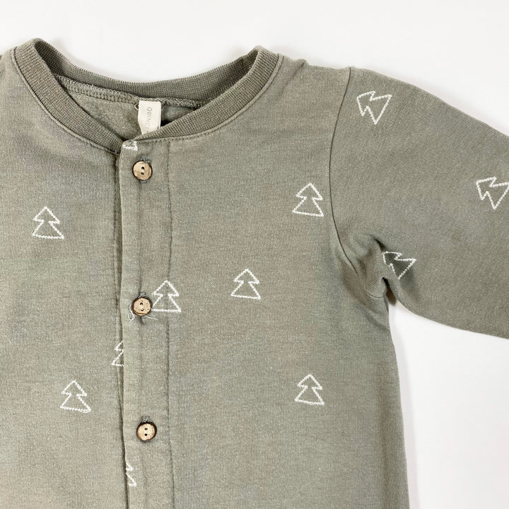 Quincy Mae green embroidered fir-tree jumpsuit 2-3Y