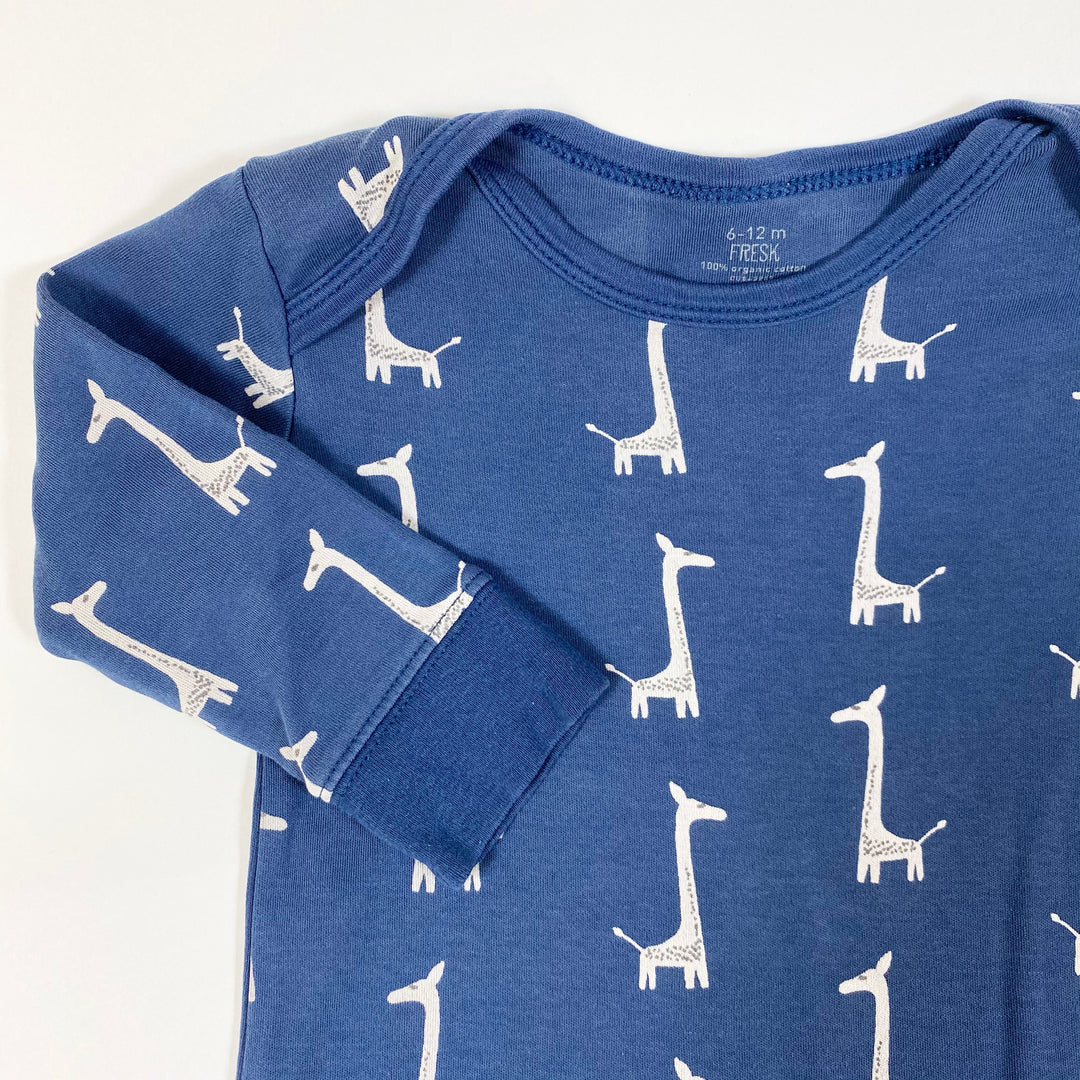 Fresk blue giraffe print pyjama with feet 6-12M