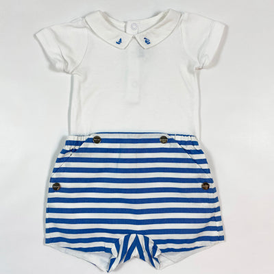 Jacadi blue stripe shorts & body set 6M/67 1