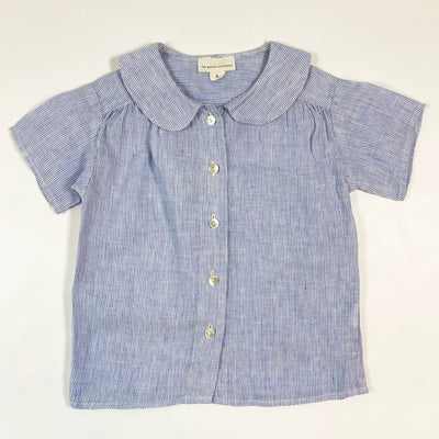 Les Petits Carreaux blue collared short-sleeved linen blouse 6Y 1