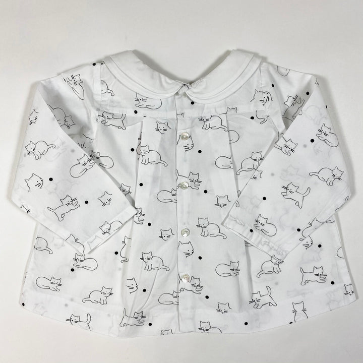 Jacadi Doppelkragenbluse mit Katzenprint 74 12M