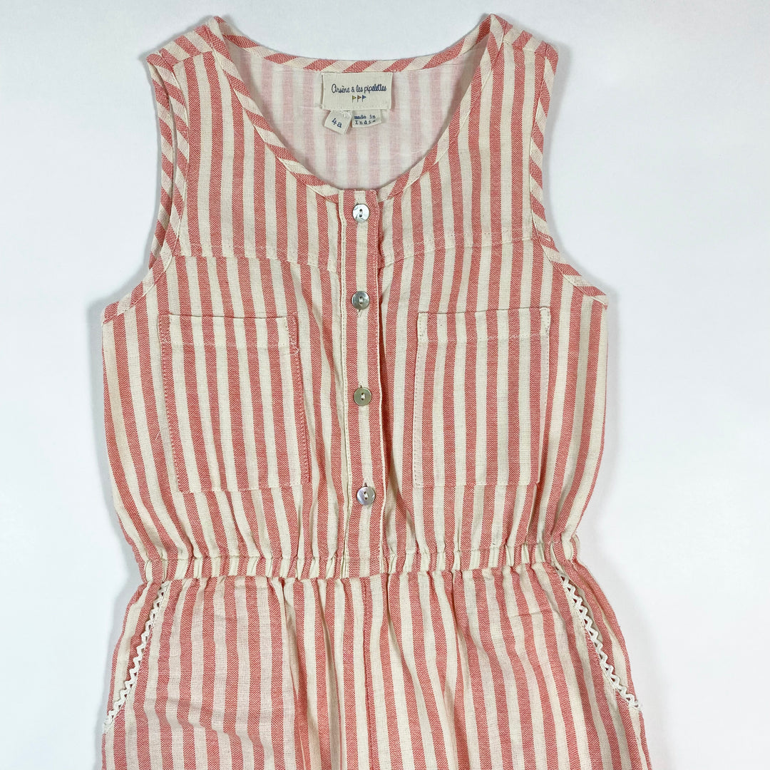 Arsène et les pipelettes pink striped jumpsuit 4Y 2