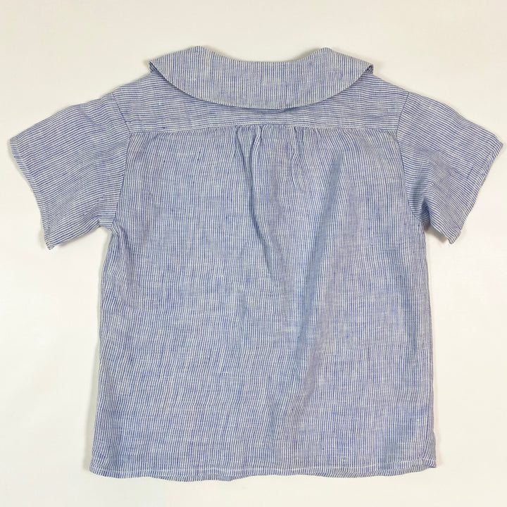 Les Petits Carreaux blue collared short-sleeved linen blouse 6Y 3