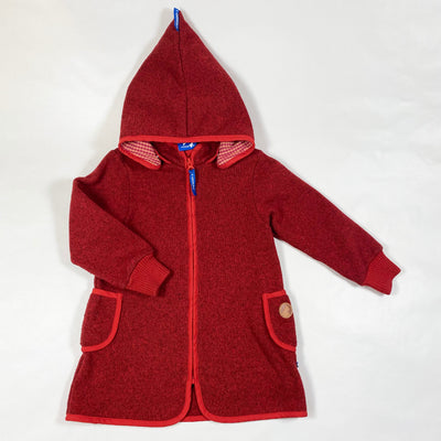 Finkid red fleece jacket with removable hood 100/110 1