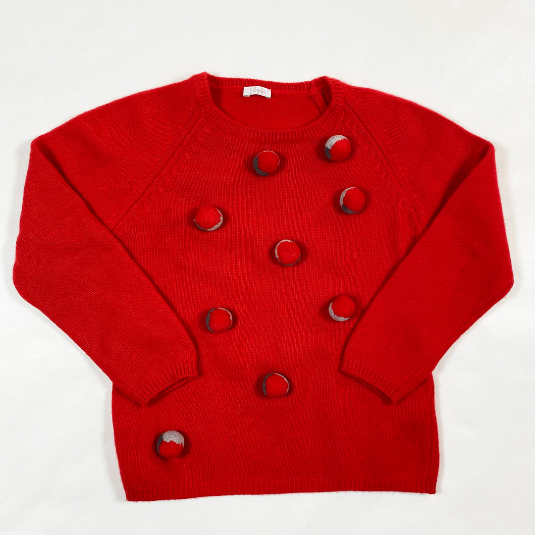 Il Gufo red merino pullover with pompons 6Y 1
