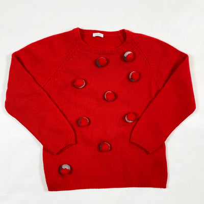 Il Gufo red merino pullover with pompons 6Y 1
