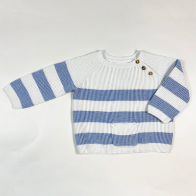 The Little White Company baby blue stripe knit jumper 6-9M 1