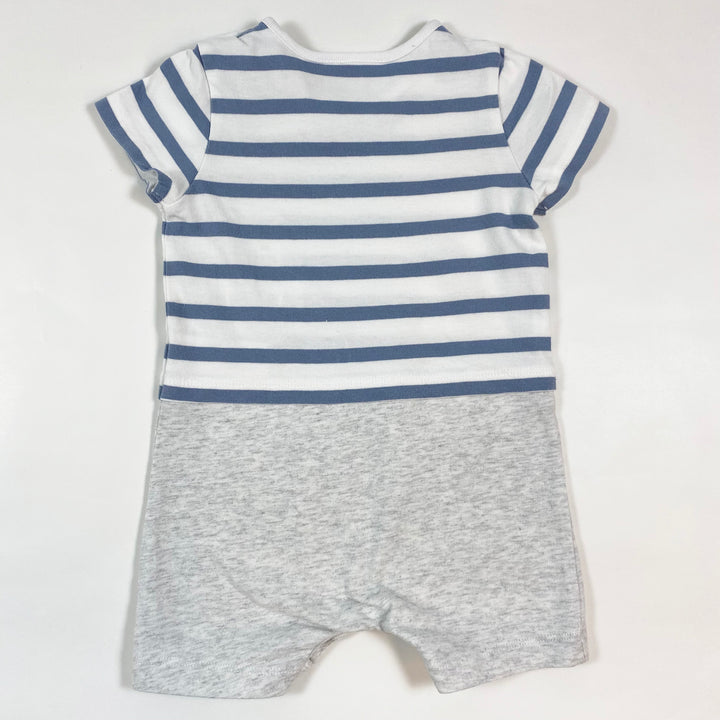 The Little White Company blue stripe teddy romper 6-9M 3