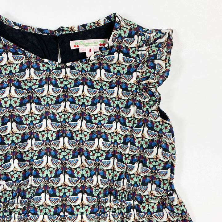 Bonpoint black bird print dress 4Y 2