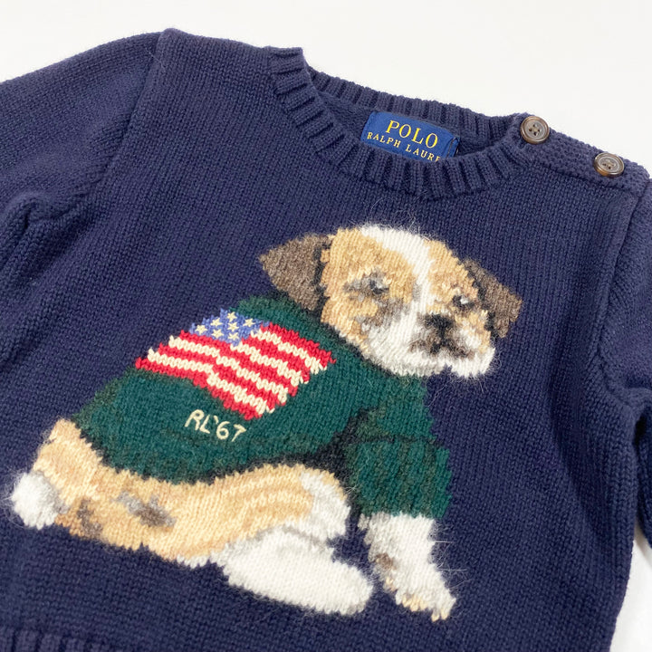 Ralph Lauren navy puppy knit pullover 9M 2