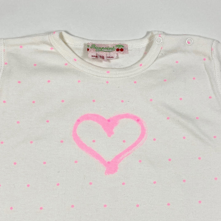 Bonpoint off-white pink heart romper 18M 2