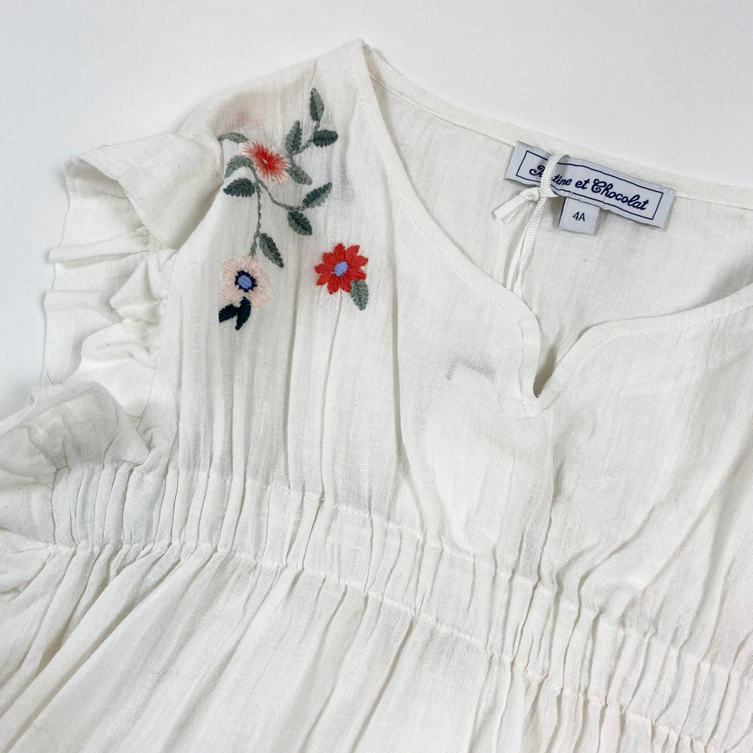 Tartine et Chocolat ecru floral embroidered blouse 4Y 2