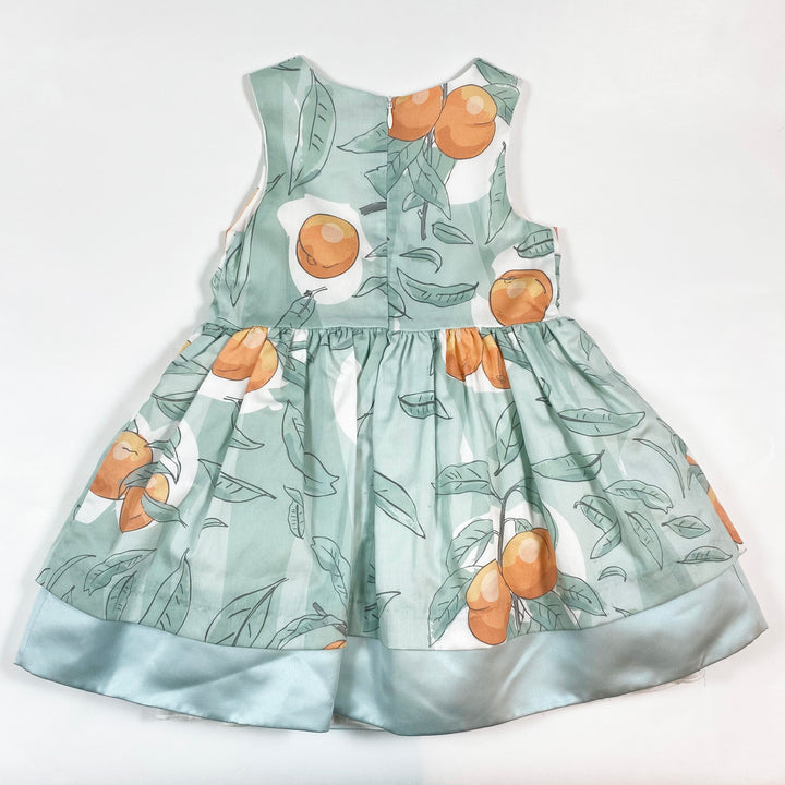 Hucklebones sage peach festive dress with large bow 4Y 3