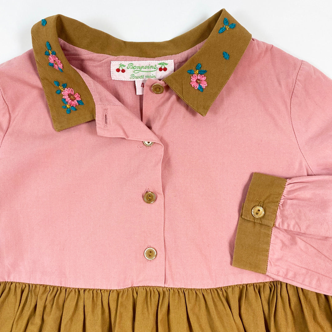 Bonpoint vintage pink dress with embroidered collar 4Y 2
