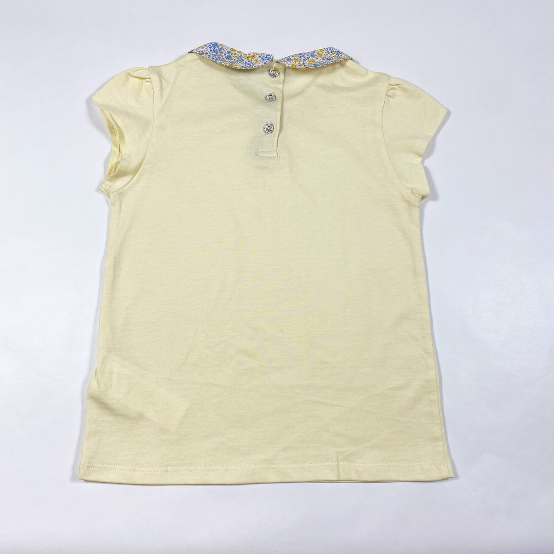 Cyrillus yellow T-shirt with floral collar 8Y 2