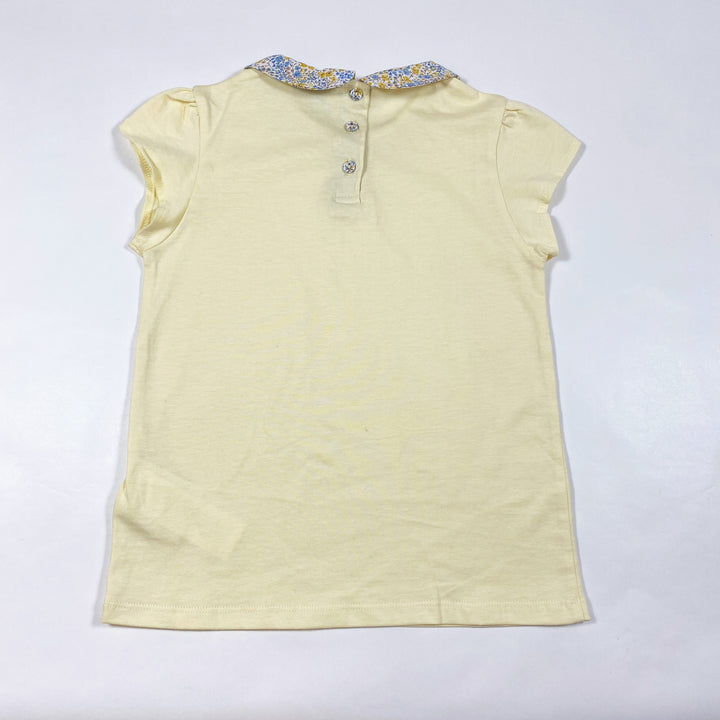 Cyrillus yellow T-shirt with floral collar 8Y 2